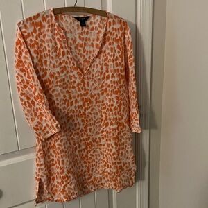 LOFT Orange and White Patterned Tunic